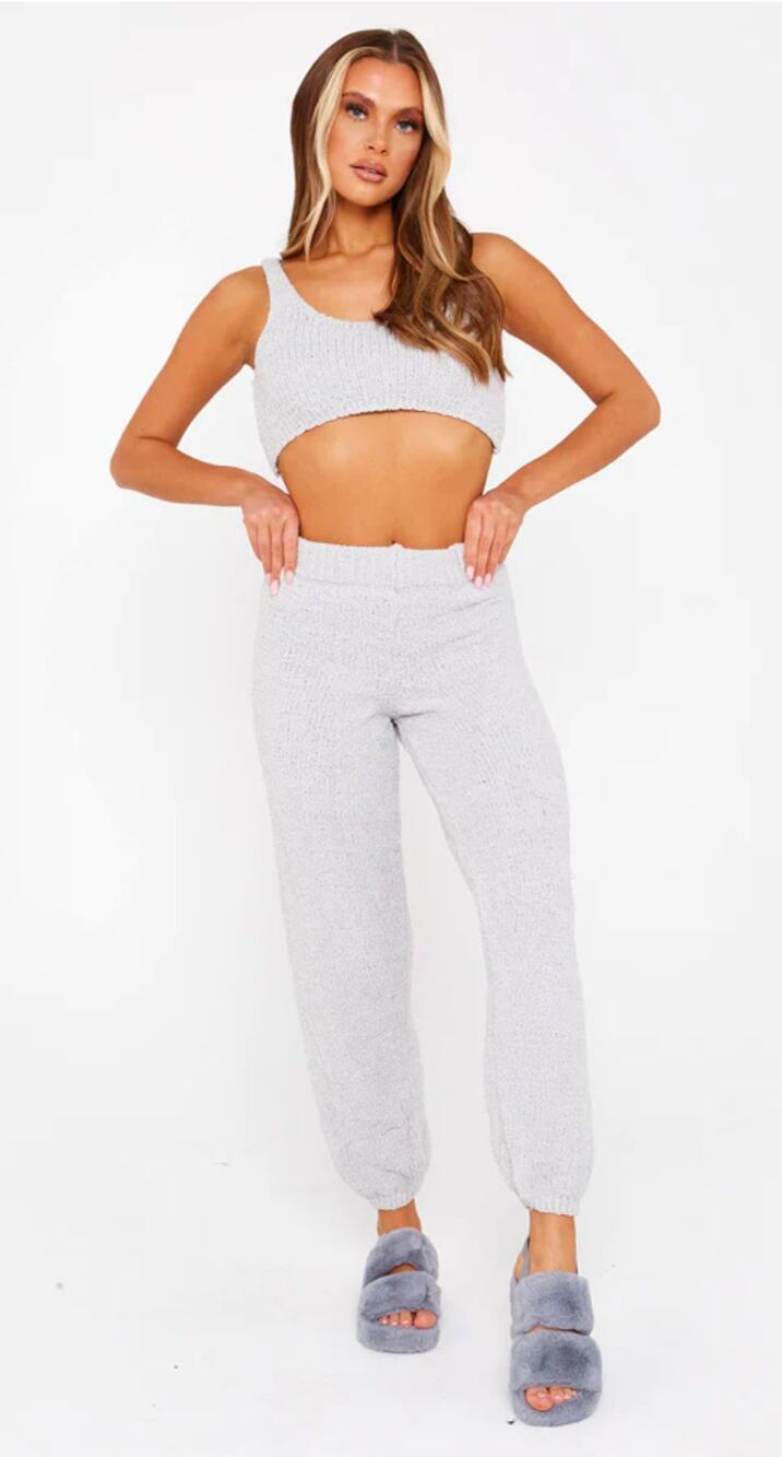 Luxe To Kill Premium Soft Knit Wide Leg Lounge Joggers Womens Size 6 Small Grey